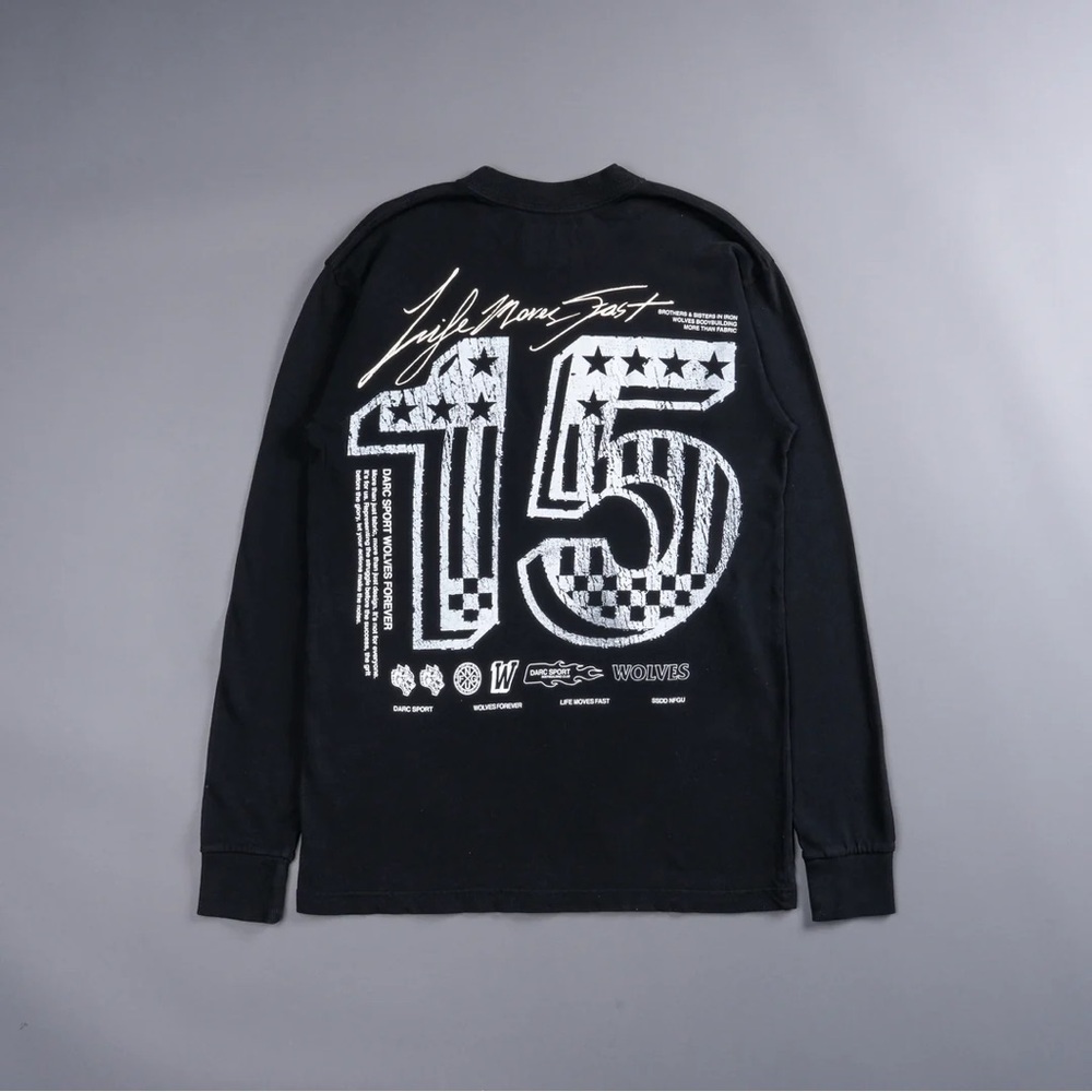 LIFE MOVES FAST V2 "PREMIUM VINTAGE" (LS) UNISEX TEE IN BLACK